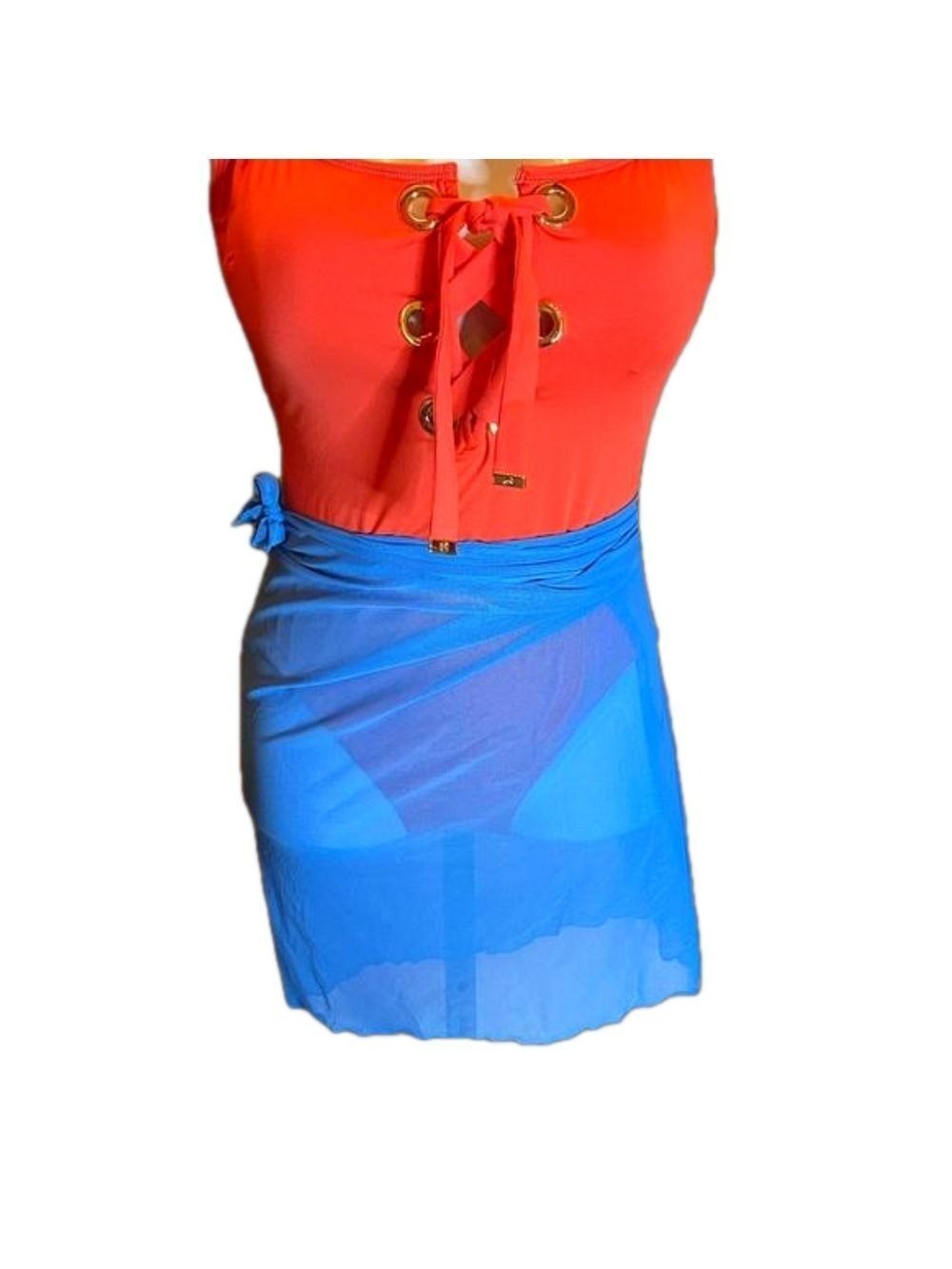 TINIBIKINI SWIMWEAR Sheer Turquoise Blue Bathing Suit Coverup Wrap Size M
